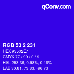 カラーコード: RGB 53 2 231 | qconv.com