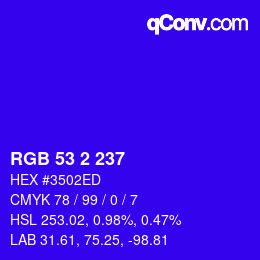 Color code: RGB 53 2 237 | qconv.com