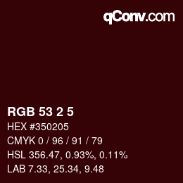 Color code: RGB 53 2 5 | qconv.com