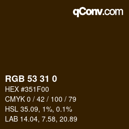 カラーコード: RGB 53 31 0 | qconv.com