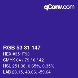 カラーコード: RGB 53 31 147 | qconv.com