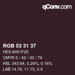 カラーコード: RGB 53 31 37 | qconv.com
