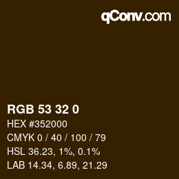 Color code: RGB 53 32 0 | qconv.com