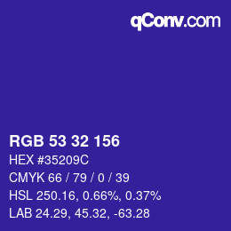 Color code: RGB 53 32 156 | qconv.com