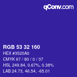 カラーコード: RGB 53 32 160 | qconv.com