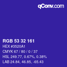 Color code: RGB 53 32 161 | qconv.com