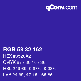 カラーコード: RGB 53 32 162 | qconv.com