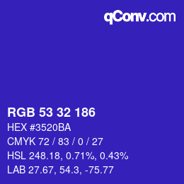 Color code: RGB 53 32 186 | qconv.com