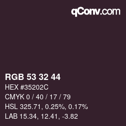 Color code: RGB 53 32 44 | qconv.com