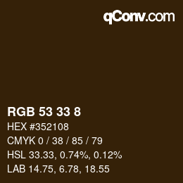 カラーコード: RGB 53 33 8 | qconv.com