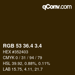 カラーコード: RGB 53 36.4 3.4 | qconv.com