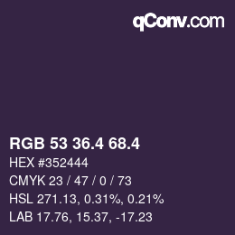 カラーコード: RGB 53 36.4 68.4 | qconv.com
