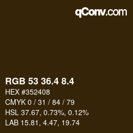 カラーコード: RGB 53 36.4 8.4 | qconv.com