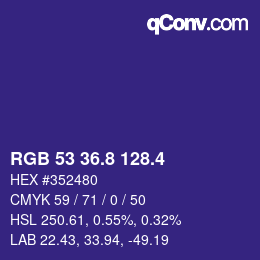 カラーコード: RGB 53 36.8 128.4 | qconv.com
