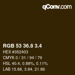 カラーコード: RGB 53 36.8 3.4 | qconv.com