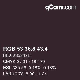 カラーコード: RGB 53 36.8 43.4 | qconv.com