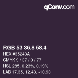 カラーコード: RGB 53 36.8 58.4 | qconv.com