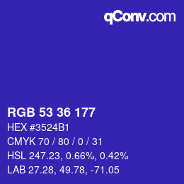 Farbcode: RGB 53 36 177 | qconv.com