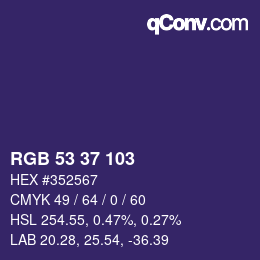 Color code: RGB 53 37 103 | qconv.com