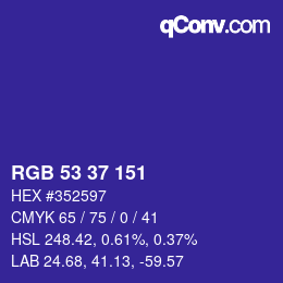 カラーコード: RGB 53 37 151 | qconv.com