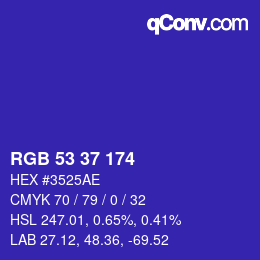 Color code: RGB 53 37 174 | qconv.com