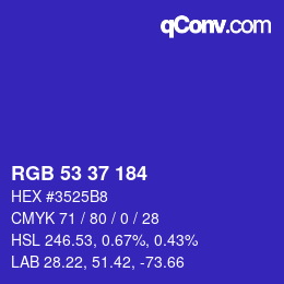 カラーコード: RGB 53 37 184 | qconv.com