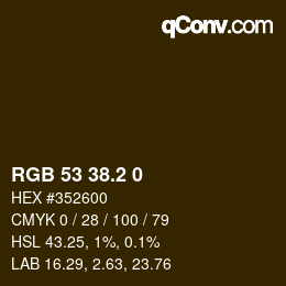カラーコード: RGB 53 38.2 0 | qconv.com