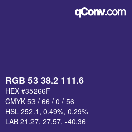 カラーコード: RGB 53 38.2 111.6 | qconv.com