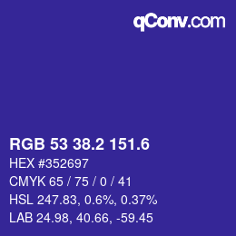 カラーコード: RGB 53 38.2 151.6 | qconv.com