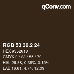 カラーコード: RGB 53 38.2 24 | qconv.com