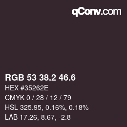 カラーコード: RGB 53 38.2 46.6 | qconv.com