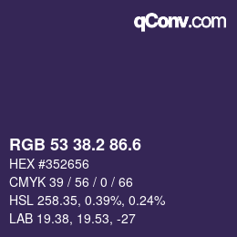 カラーコード: RGB 53 38.2 86.6 | qconv.com