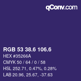 カラーコード: RGB 53 38.6 106.6 | qconv.com