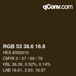カラーコード: RGB 53 38.6 16.6 | qconv.com