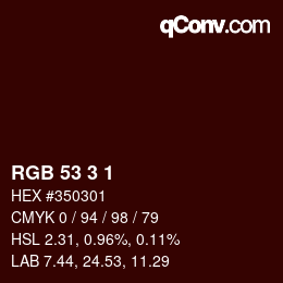 Color code: RGB 53 3 1 | qconv.com