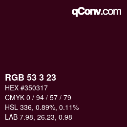 Color code: RGB 53 3 23 | qconv.com