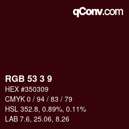 カラーコード: RGB 53 3 9 | qconv.com