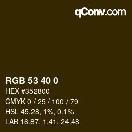 カラーコード: RGB 53 40 0 | qconv.com