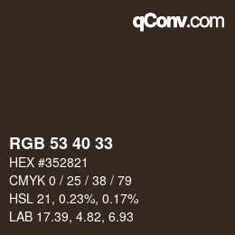 Code couleur: RGB 53 40 33 | qconv.com