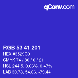 Color code: RGB 53 41 201 | qconv.com