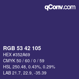 Farbcode: RGB 53 42 105 | qconv.com