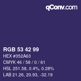 カラーコード: RGB 53 42 99 | qconv.com