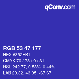 Farbcode: RGB 53 47 177 | qconv.com