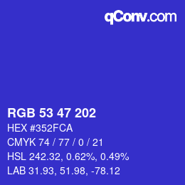 Farbcode: RGB 53 47 202 | qconv.com