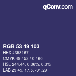 Código de color: RGB 53 49 103 | qconv.com