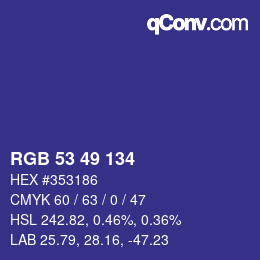 Color code: RGB 53 49 134 | qconv.com