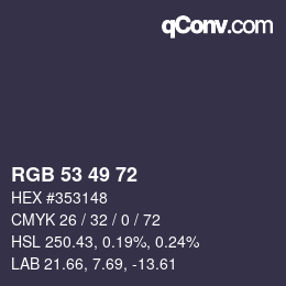 Color code: RGB 53 49 72 | qconv.com