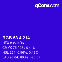 Color code: RGB 53 4 214 | qconv.com