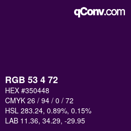 Color code: RGB 53 4 72 | qconv.com