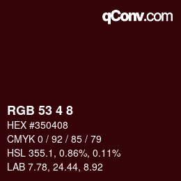 Color code: RGB 53 4 8 | qconv.com
